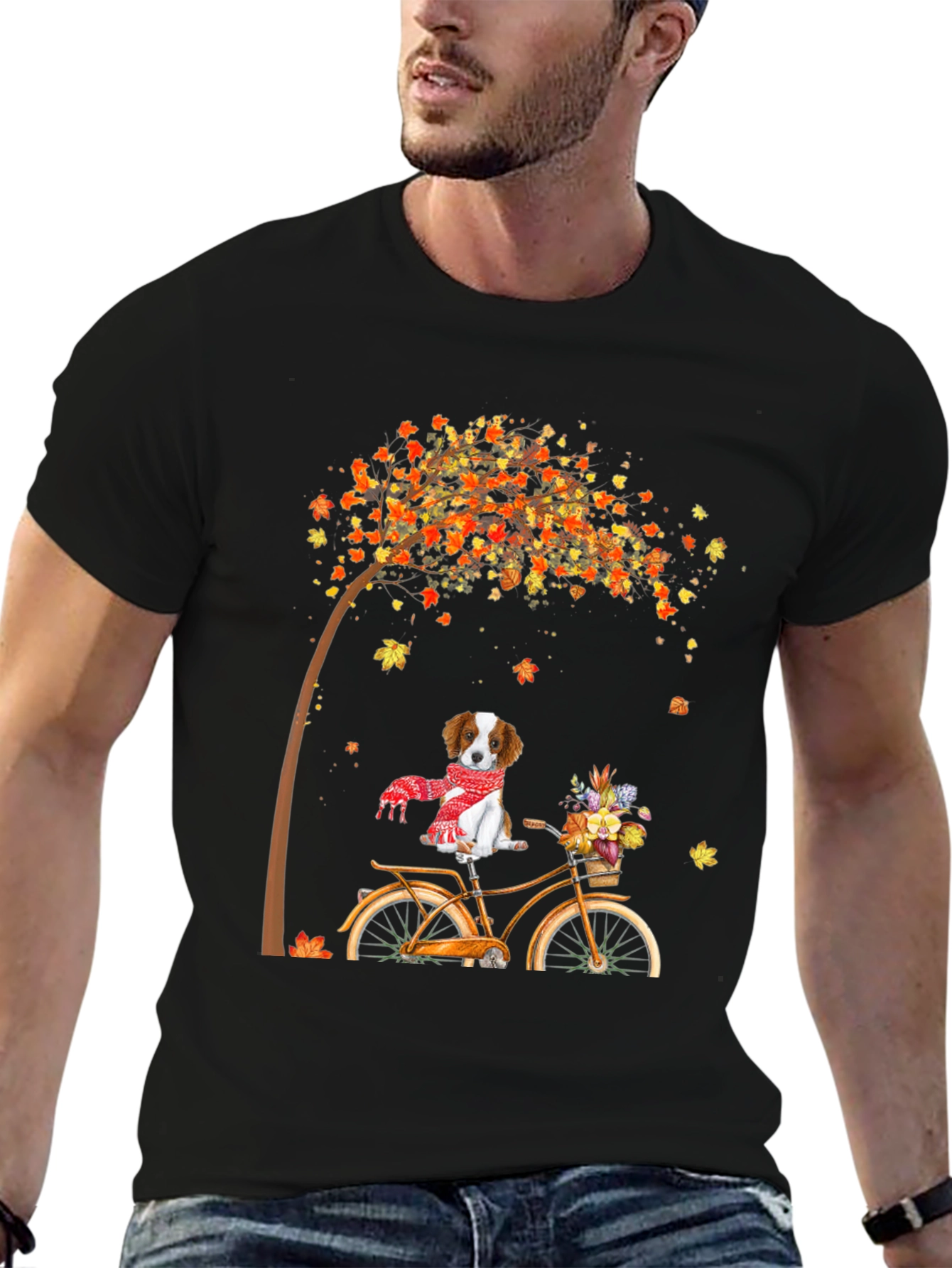 Dog on Bike Autumn T-Shirt