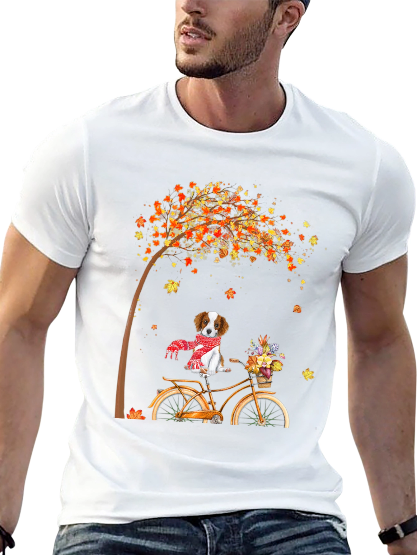Dog on Bike Autumn T-Shirt