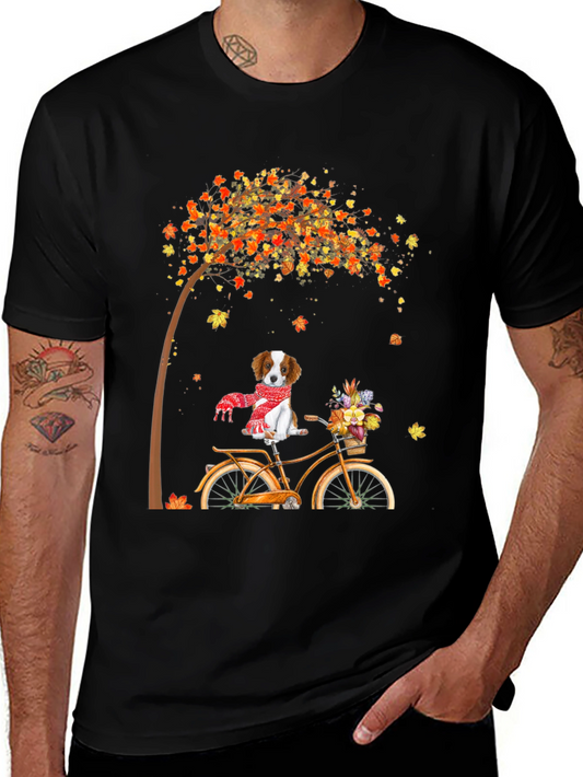 Dog on Bike Autumn T-Shirt
