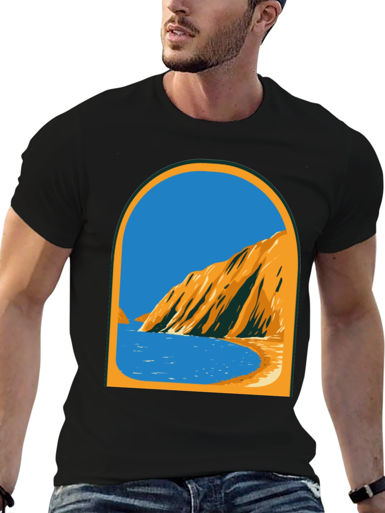 Coastal View Graphic Tee - Black