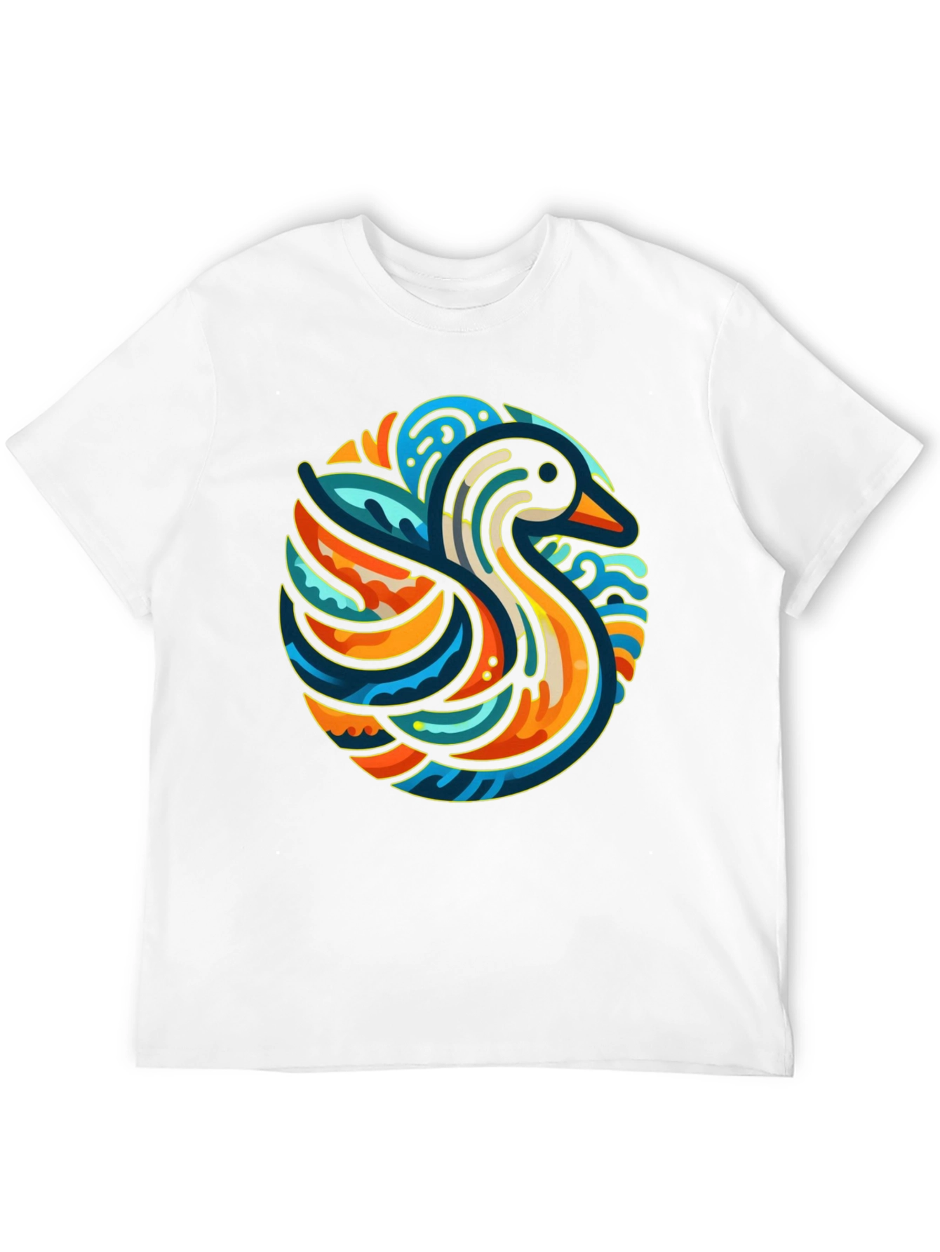 Abstract Duck Graphic Tee - Stylish Black T-Shirt