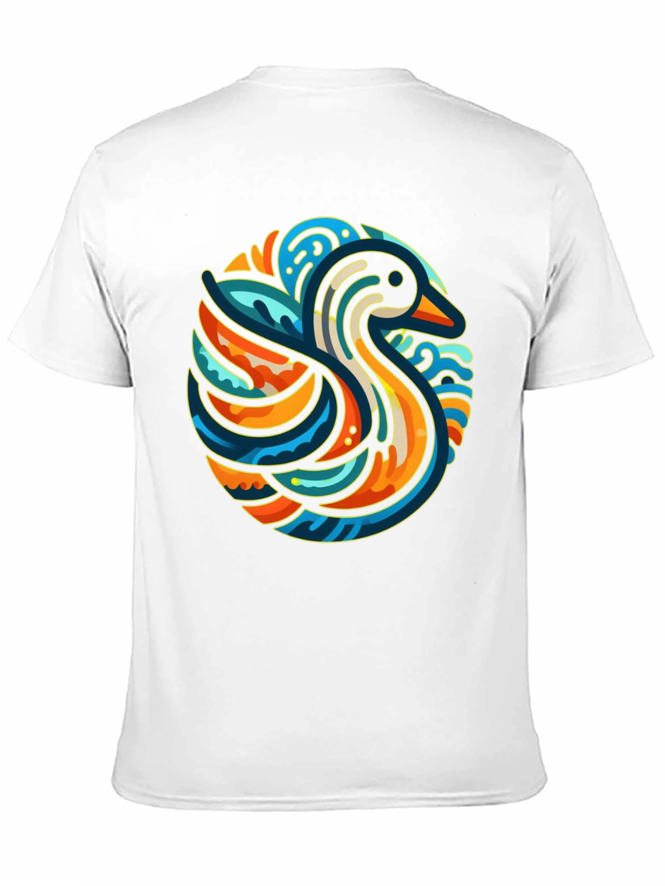 Abstract Duck Graphic Tee - Stylish Black T-Shirt