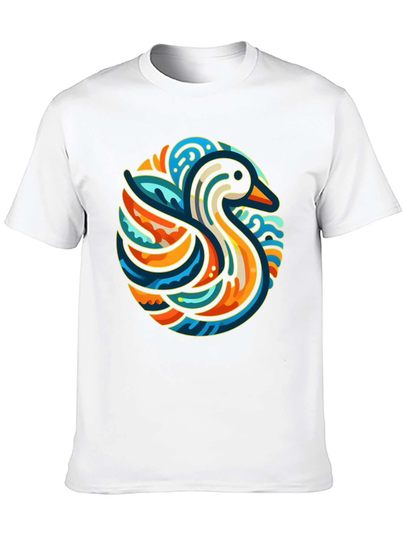 Abstract Duck Graphic Tee - Stylish Black T-Shirt