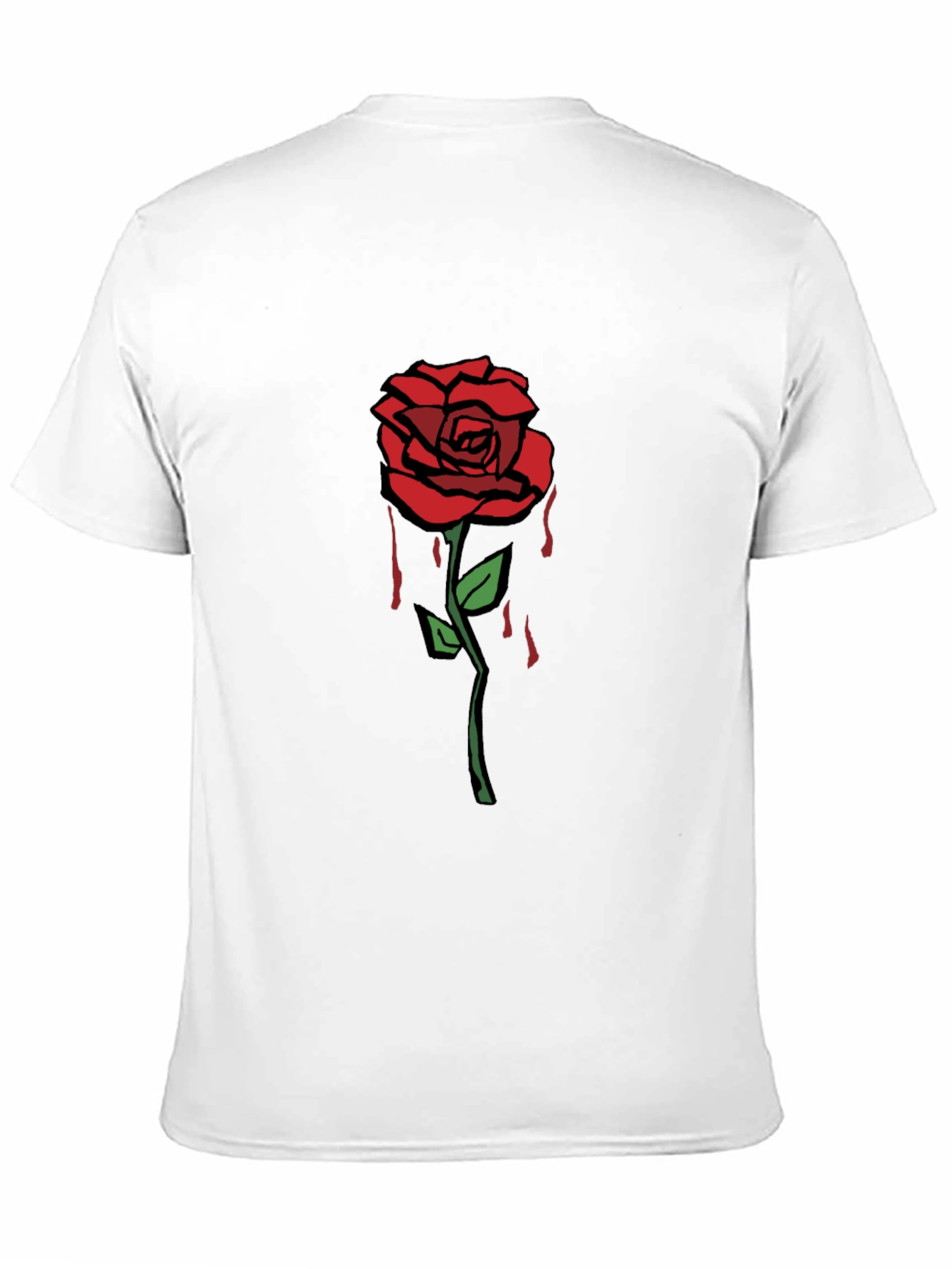 Mens Black Graphic T-Shirt - Red Rose Design