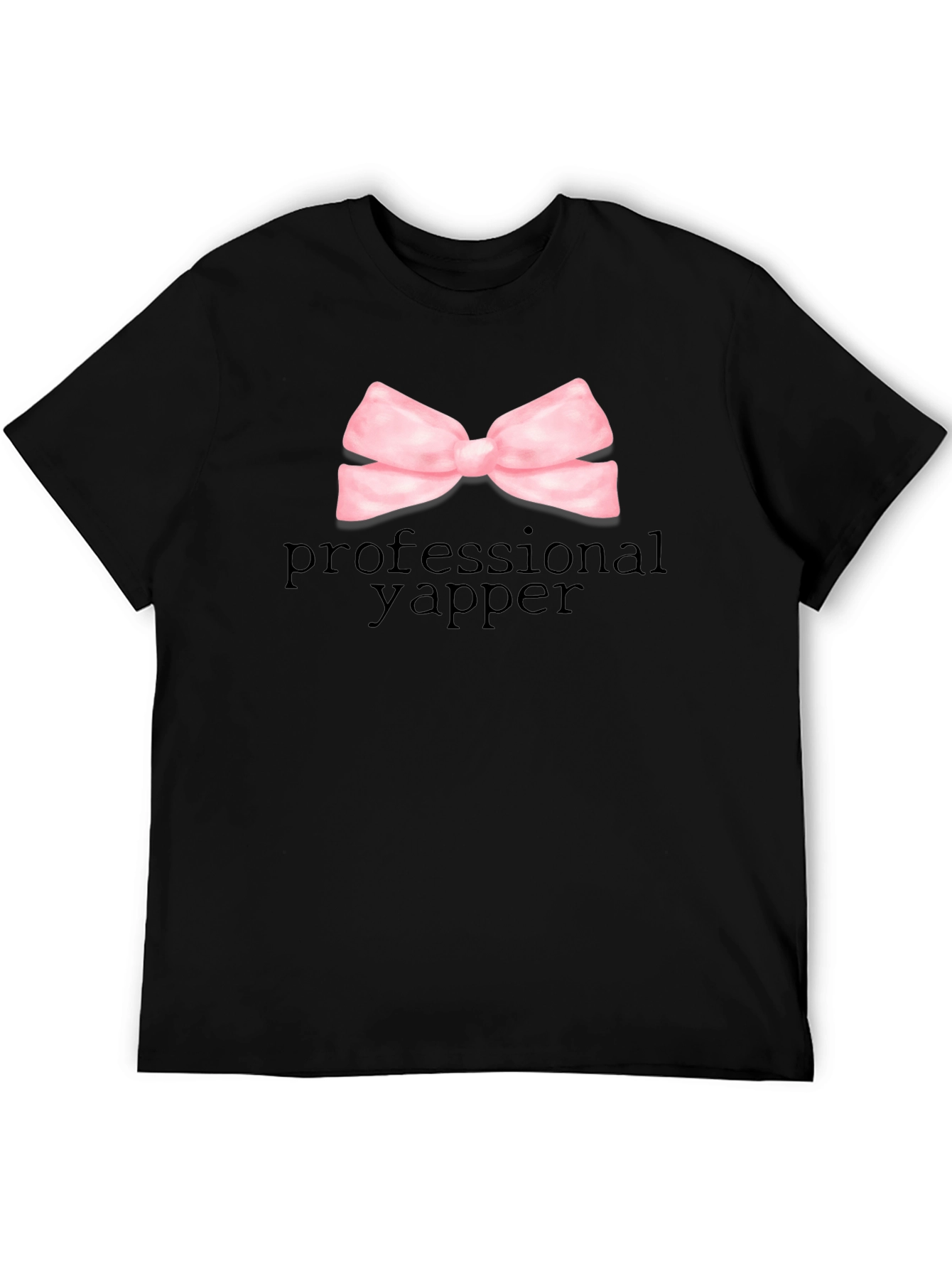 Professional Yapper Black T-Shirt with Pink Bow