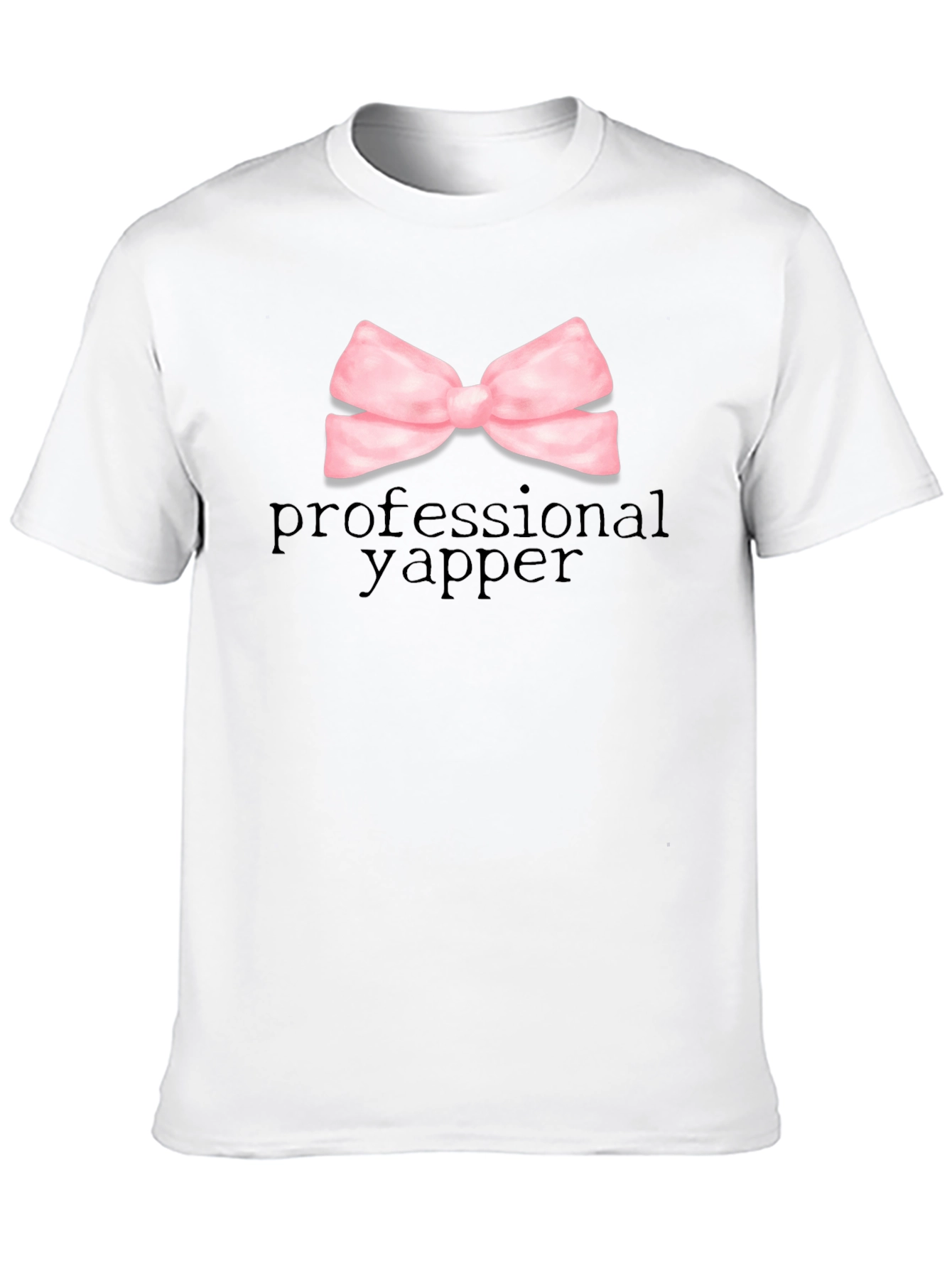 Professional Yapper Black T-Shirt with Pink Bow
