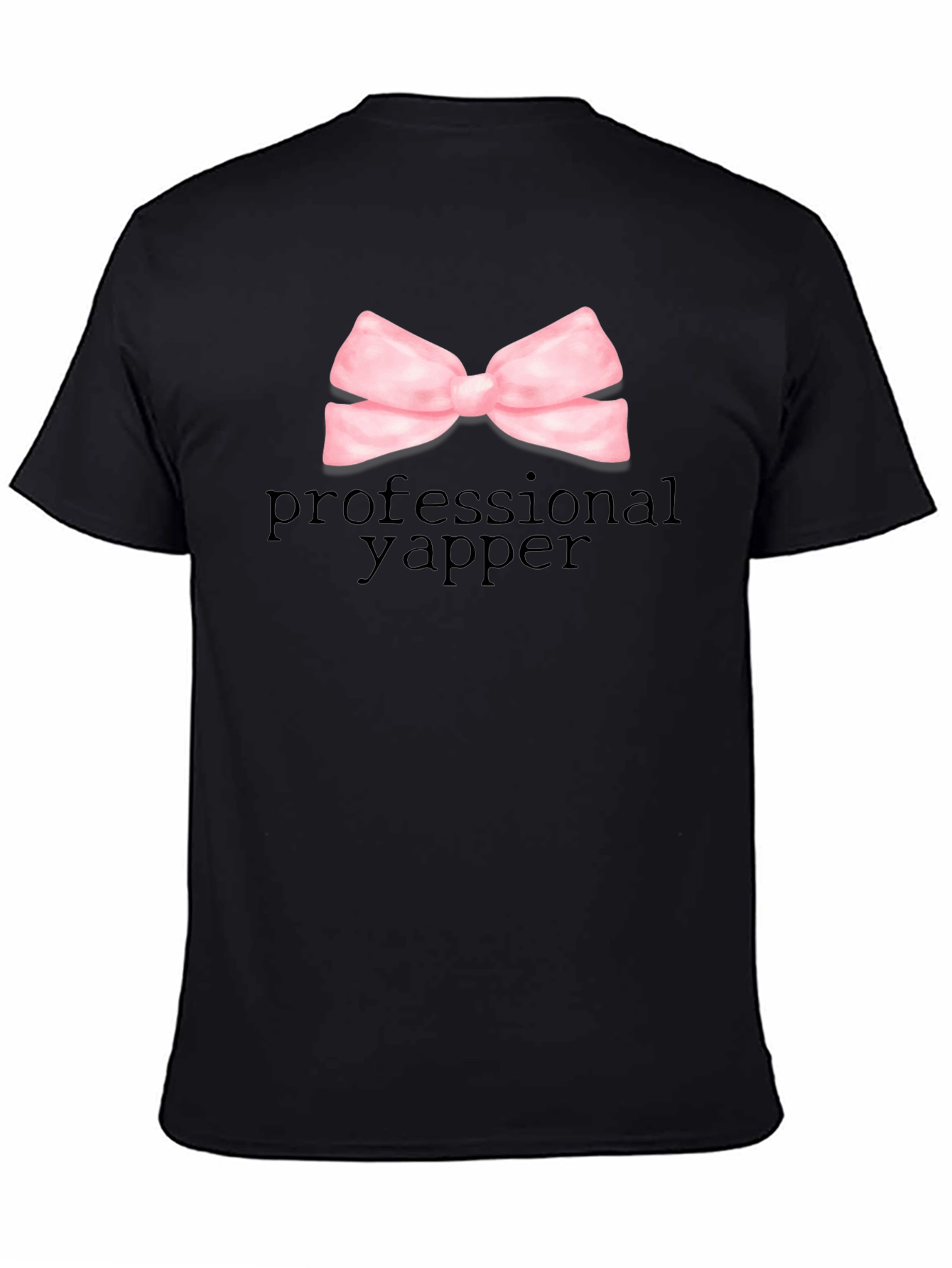 Professional Yapper Black T-Shirt with Pink Bow