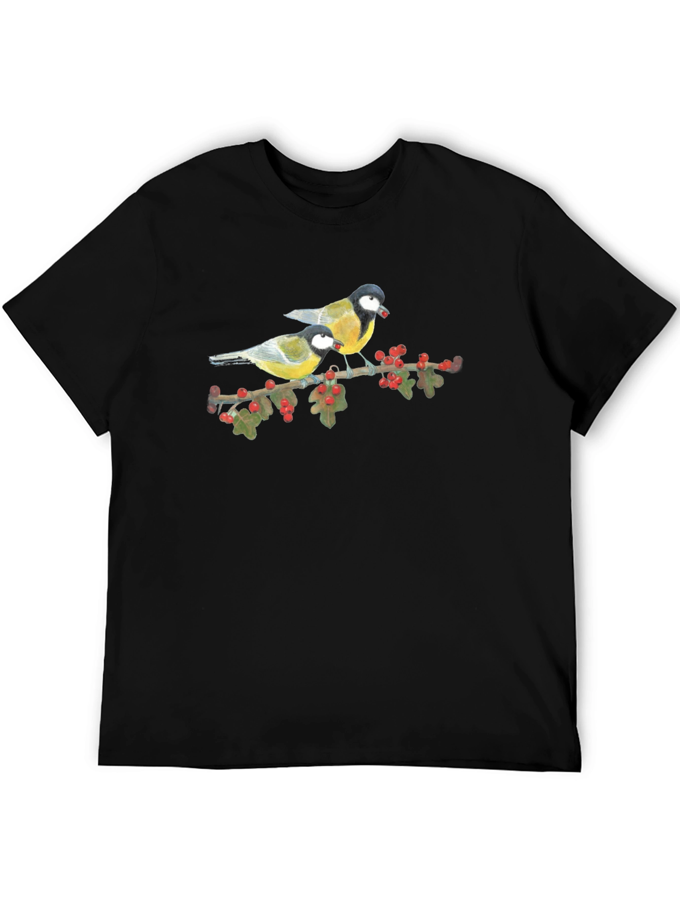 Bird Print Tee - Nature Lovers Black T-Shirt