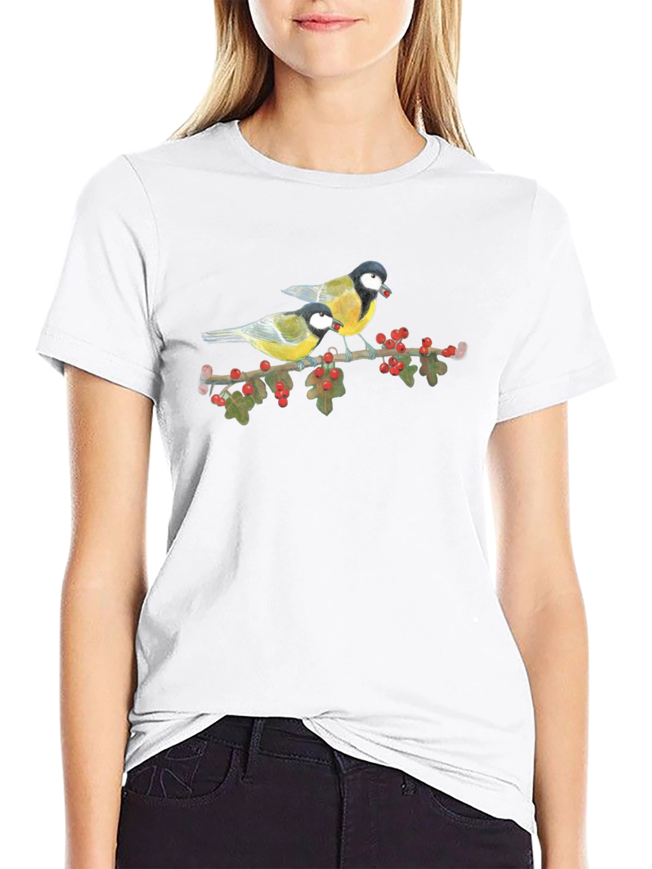 Bird Print Tee - Nature Lovers Black T-Shirt