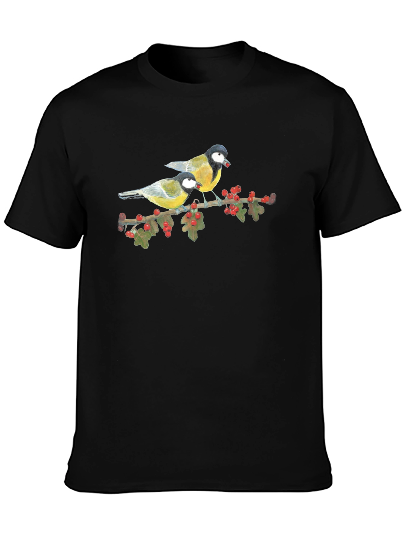 Bird Print Tee - Nature Lovers Black T-Shirt