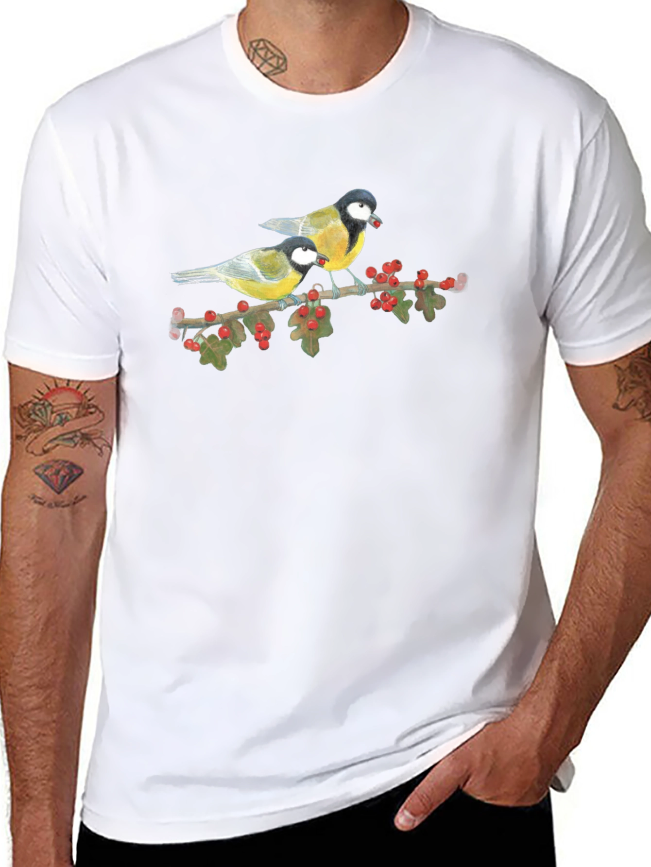 Bird Print Tee - Nature Lovers Black T-Shirt