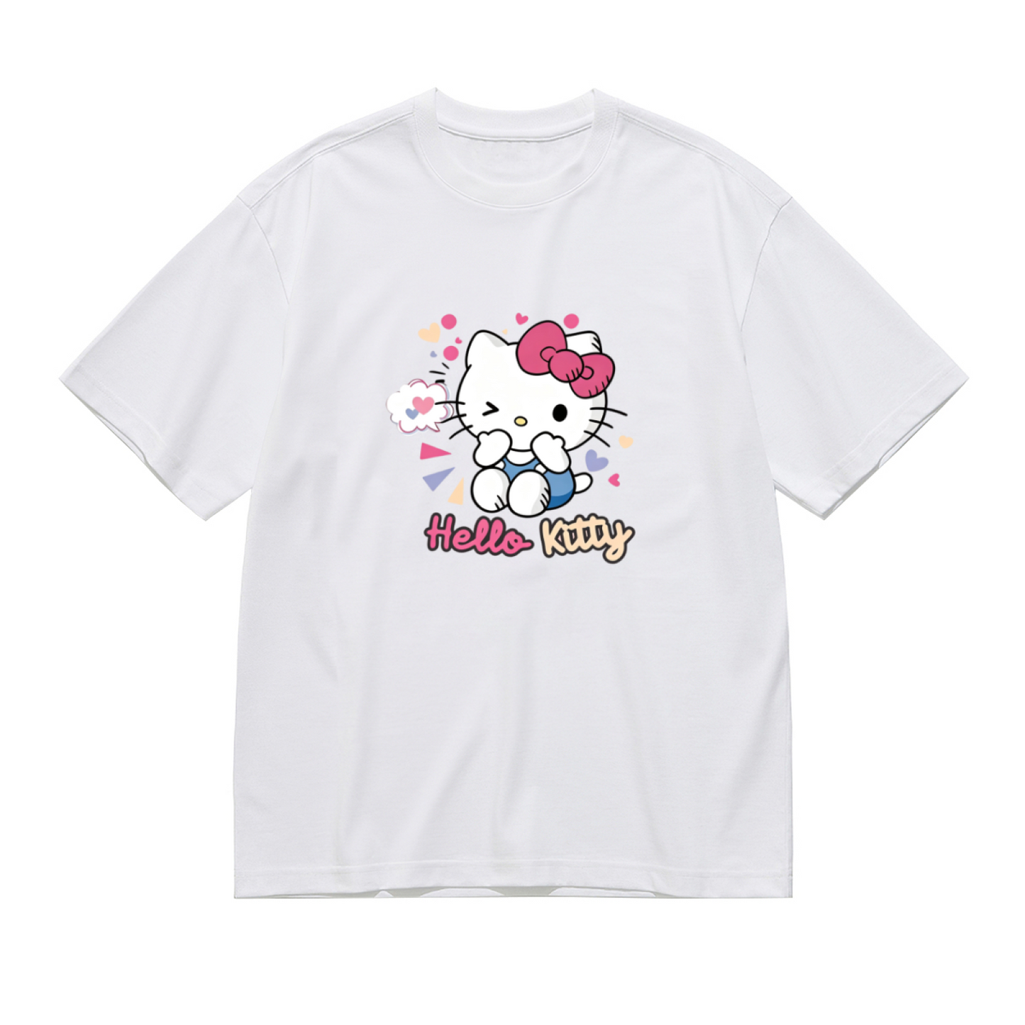 Playful Winking Hello Kitty Heart Decor Plus?Size Ladies Tee