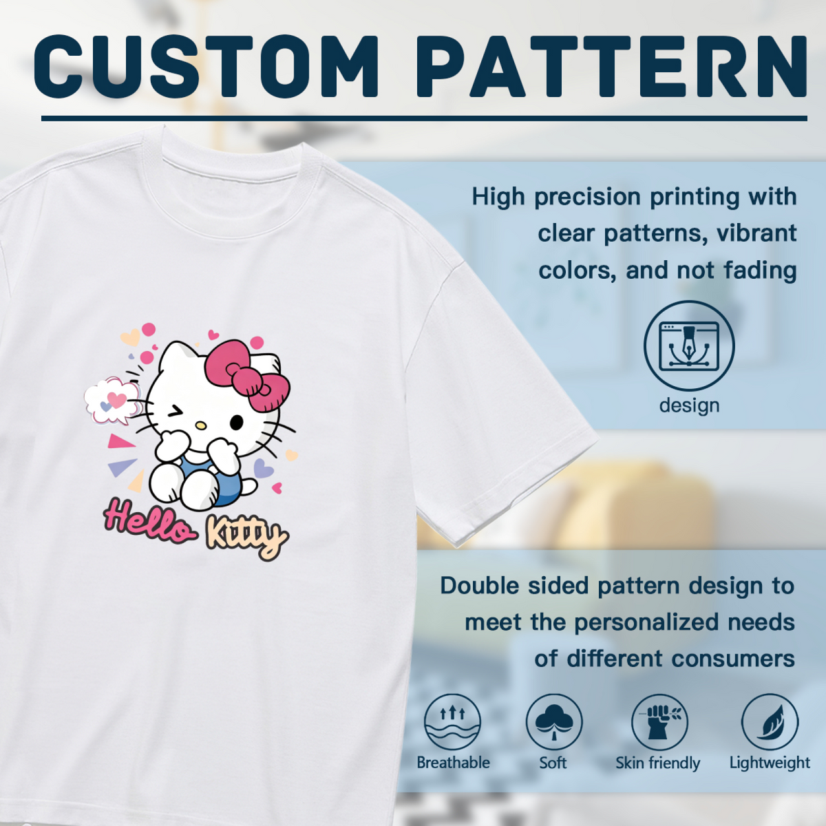 Playful Winking Hello Kitty Heart Decor Plus?Size Ladies Tee