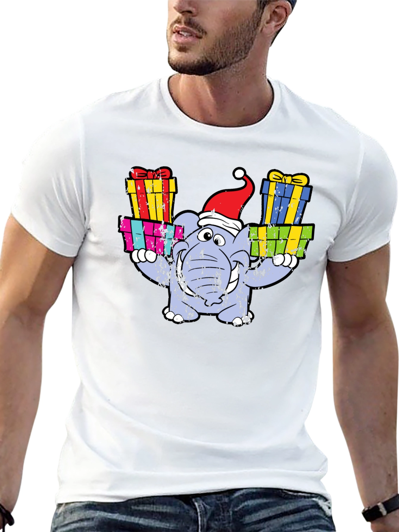 Festive Elephant Christmas T-Shirt