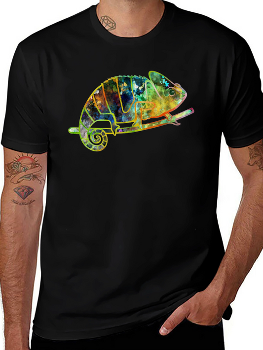 Vibrant Chameleon Graphic Tee - Unique Artistic Design