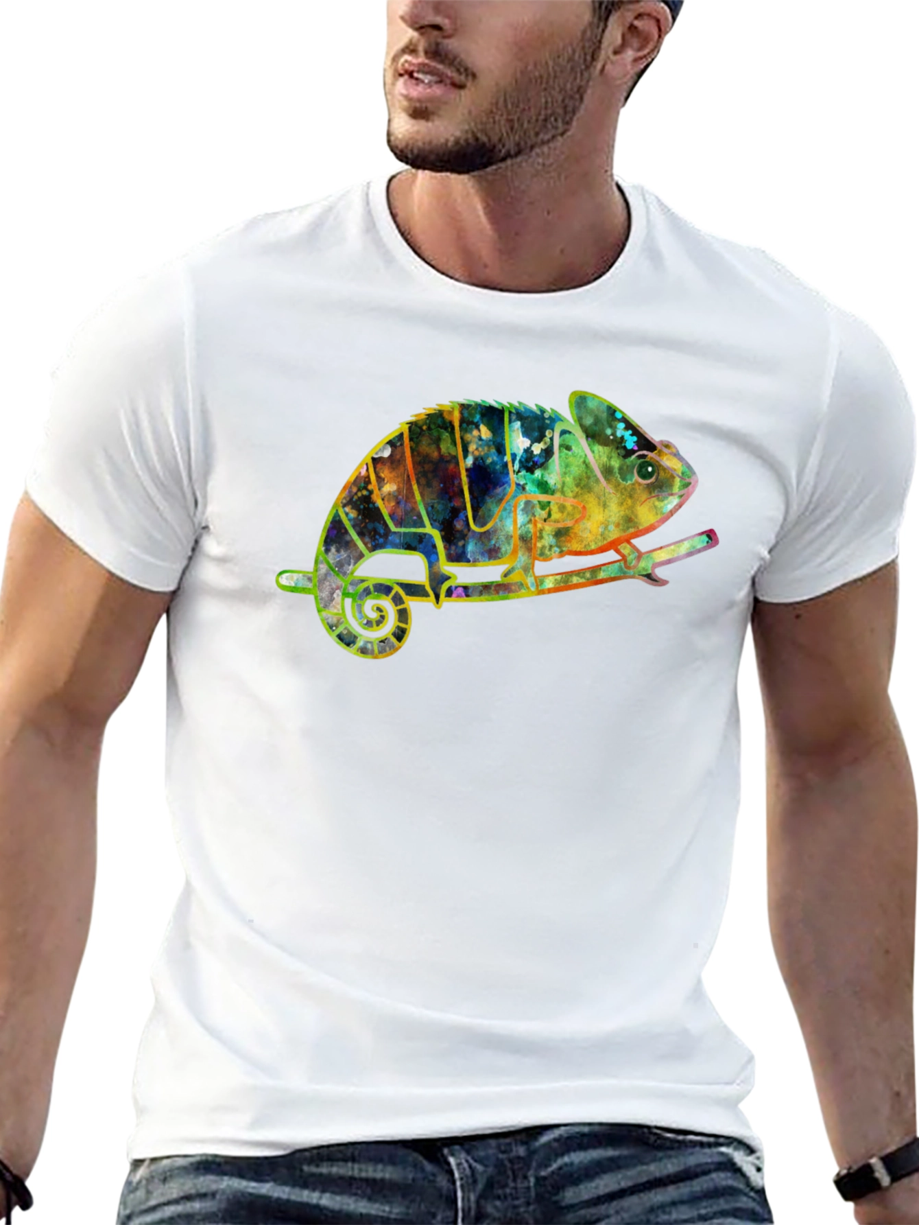 Vibrant Chameleon Graphic Tee - Unique Artistic Design