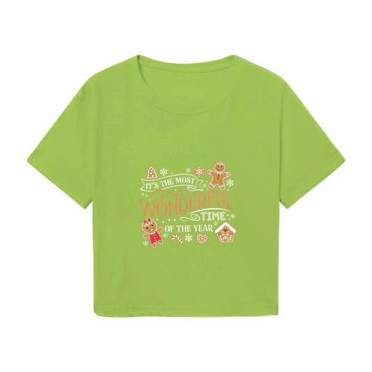It's The Most Wonderful Time Gingerbread Christmas Crop Tee