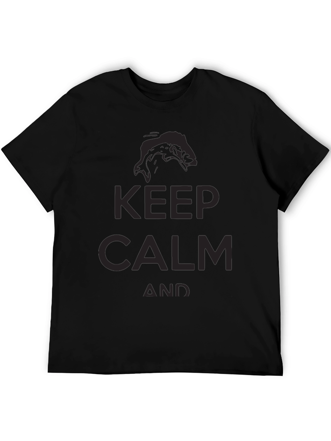 Keep Calm and Fish On Black T-Shirt