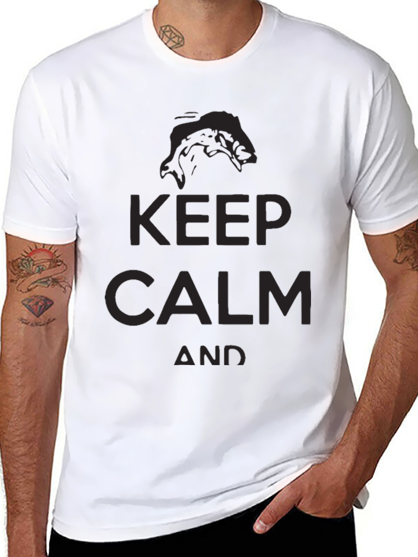 Keep Calm and Fish On Black T-Shirt
