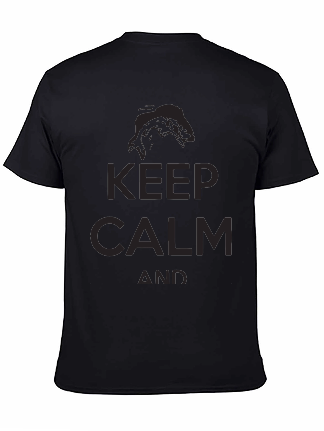 Keep Calm and Fish On Black T-Shirt