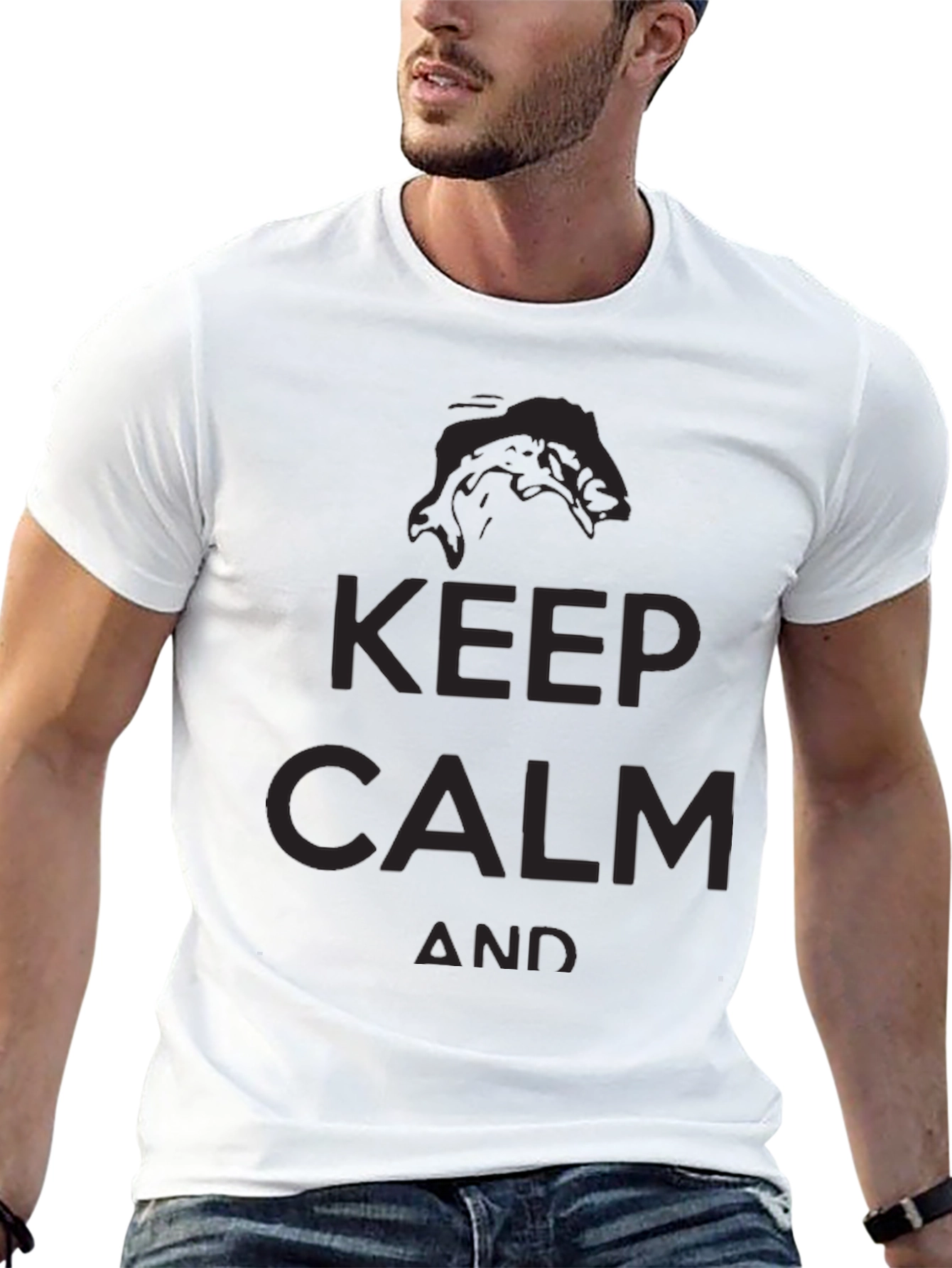 Keep Calm and Fish On Black T-Shirt