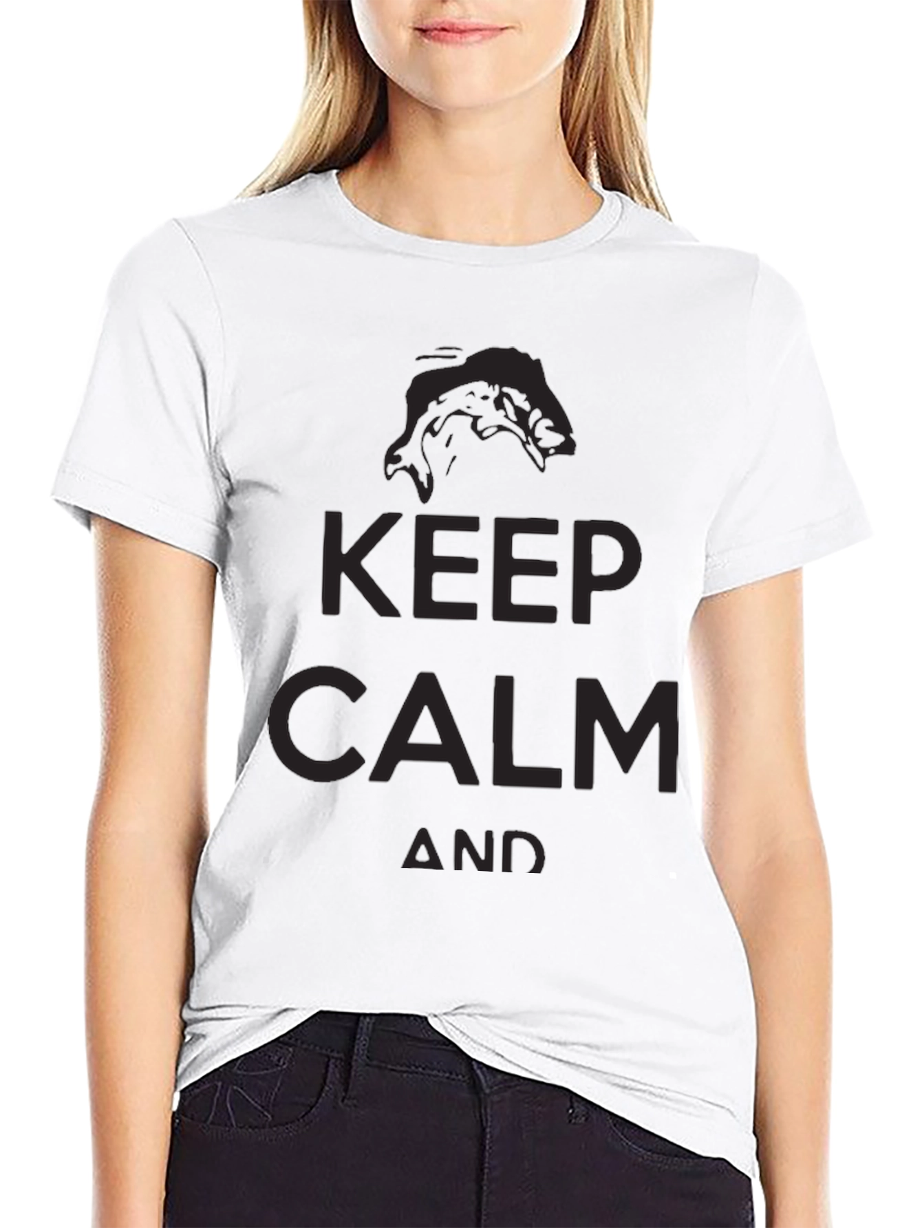 Keep Calm and Fish On Black T-Shirt