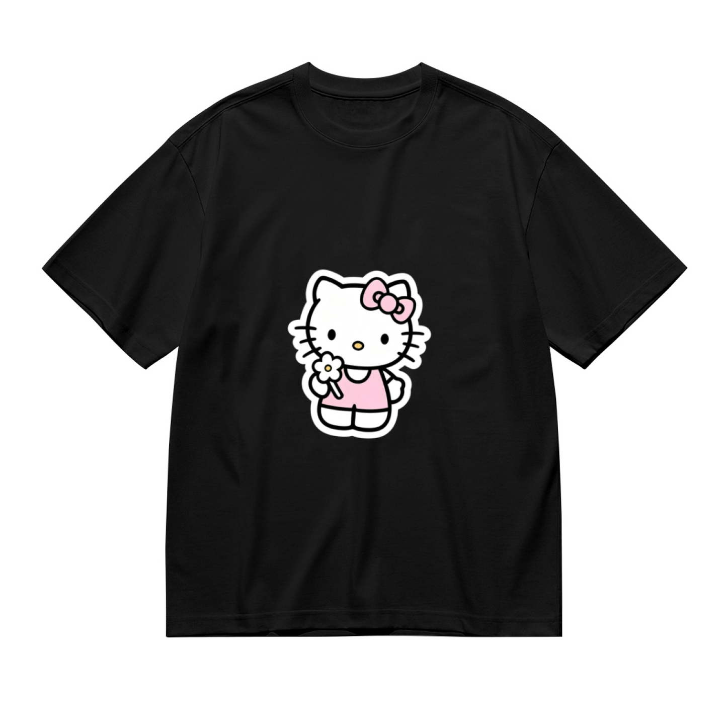 Cute Hello Kitty Holding Daisy Flower Plus Size Women Tee
