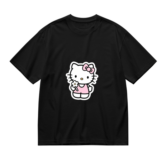 Cute Hello Kitty Holding Daisy Flower Plus Size Women Tee