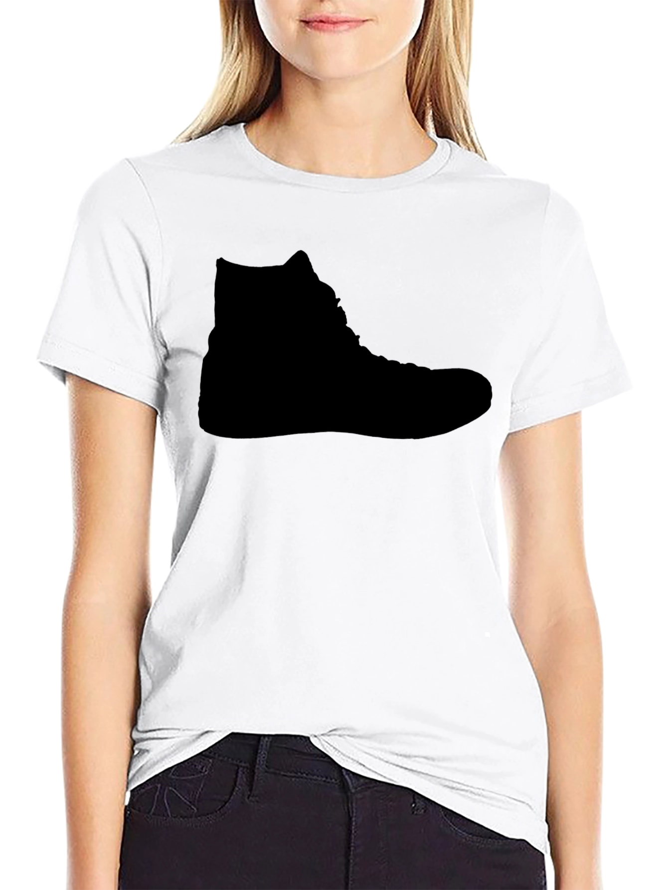 Mens Black T-Shirt - High-Top Shoe Silhouette