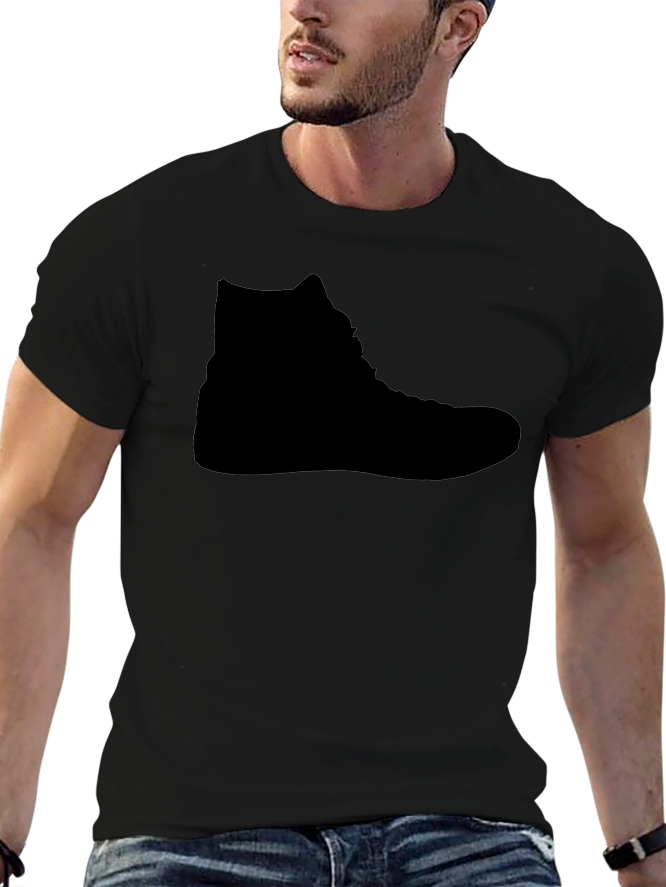 Mens Black T-Shirt - High-Top Shoe Silhouette
