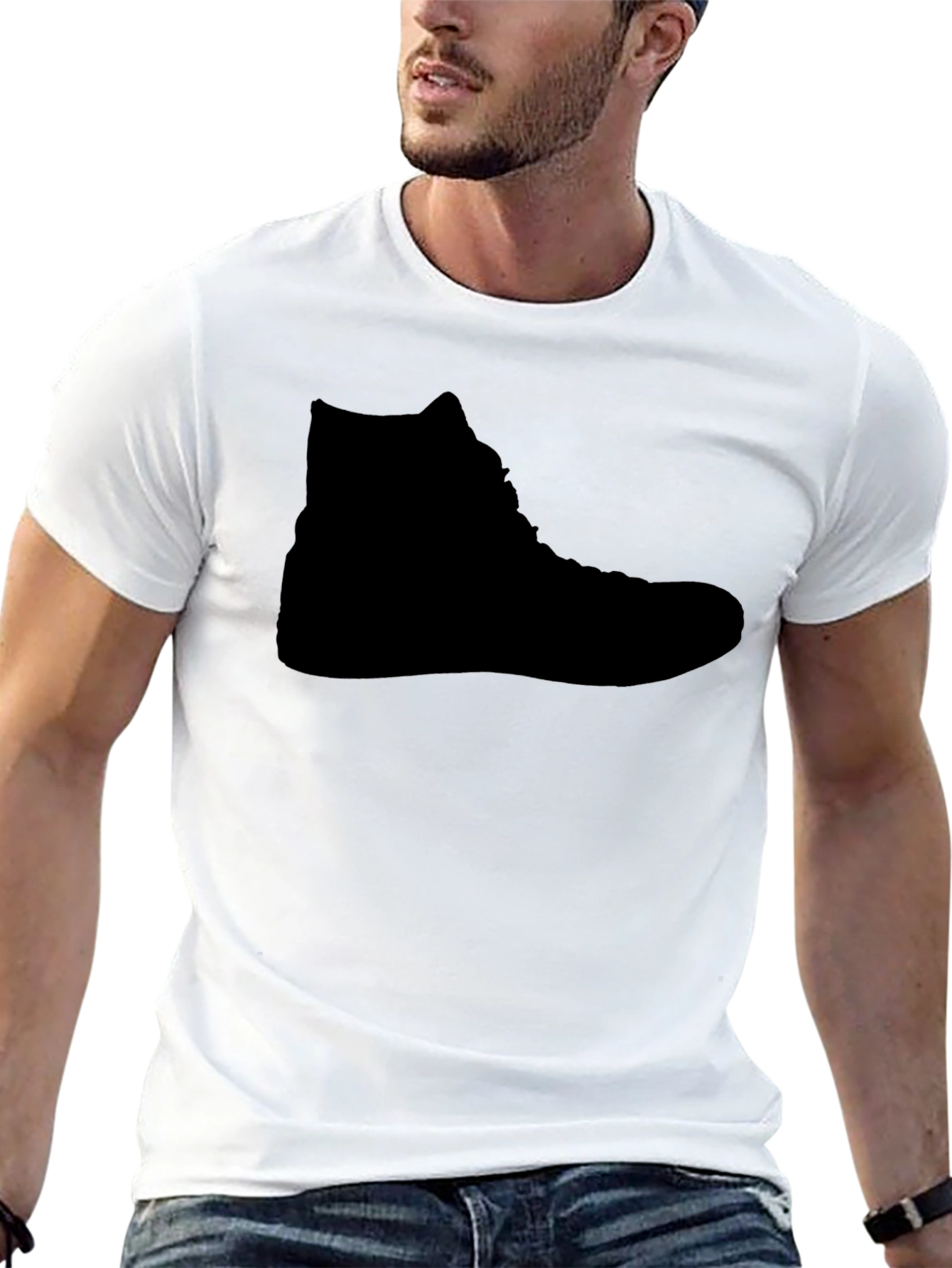 Mens Black T-Shirt - High-Top Shoe Silhouette