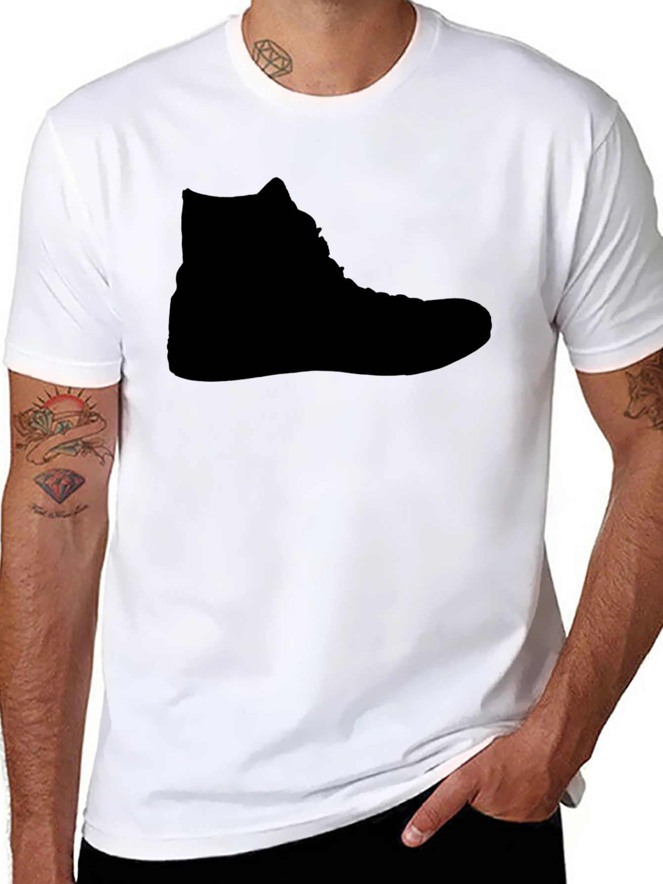 Mens Black T-Shirt - High-Top Shoe Silhouette