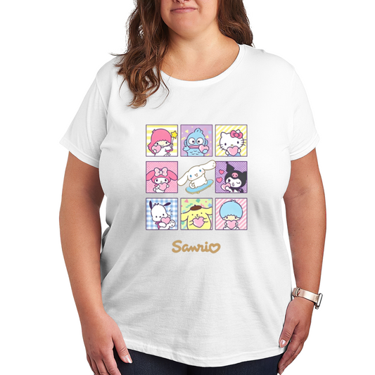 Sanrio All?Star Character Grid Art Plus Size Women Graphic Tee