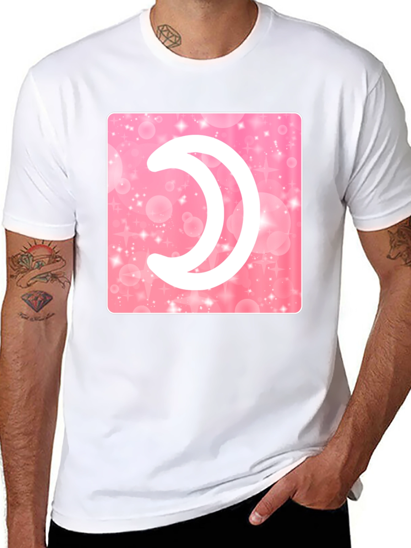 Crescent Moon Pink Sparkle Graphic Tee