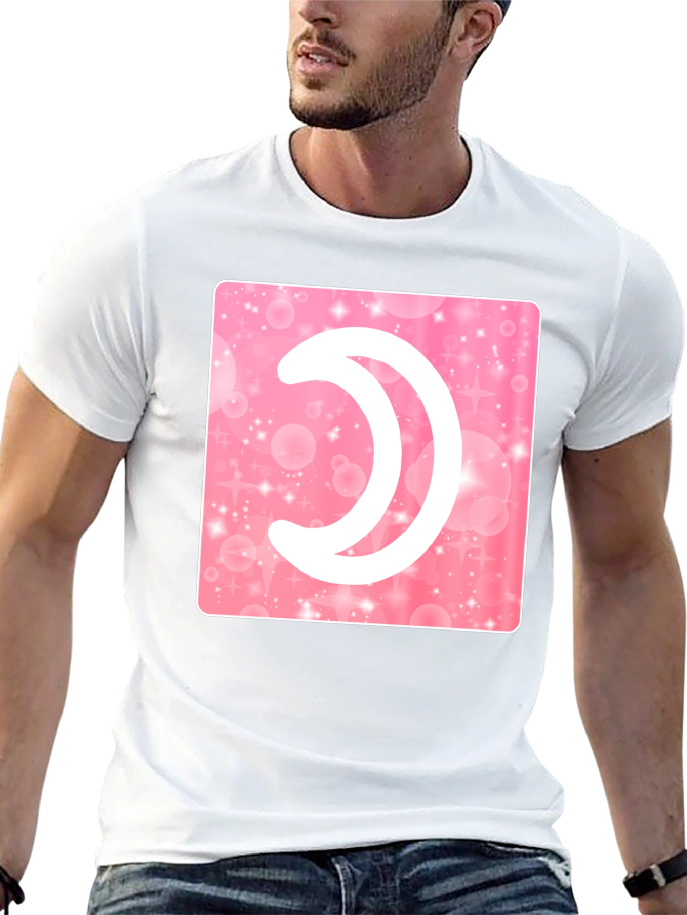 Crescent Moon Pink Sparkle Graphic Tee