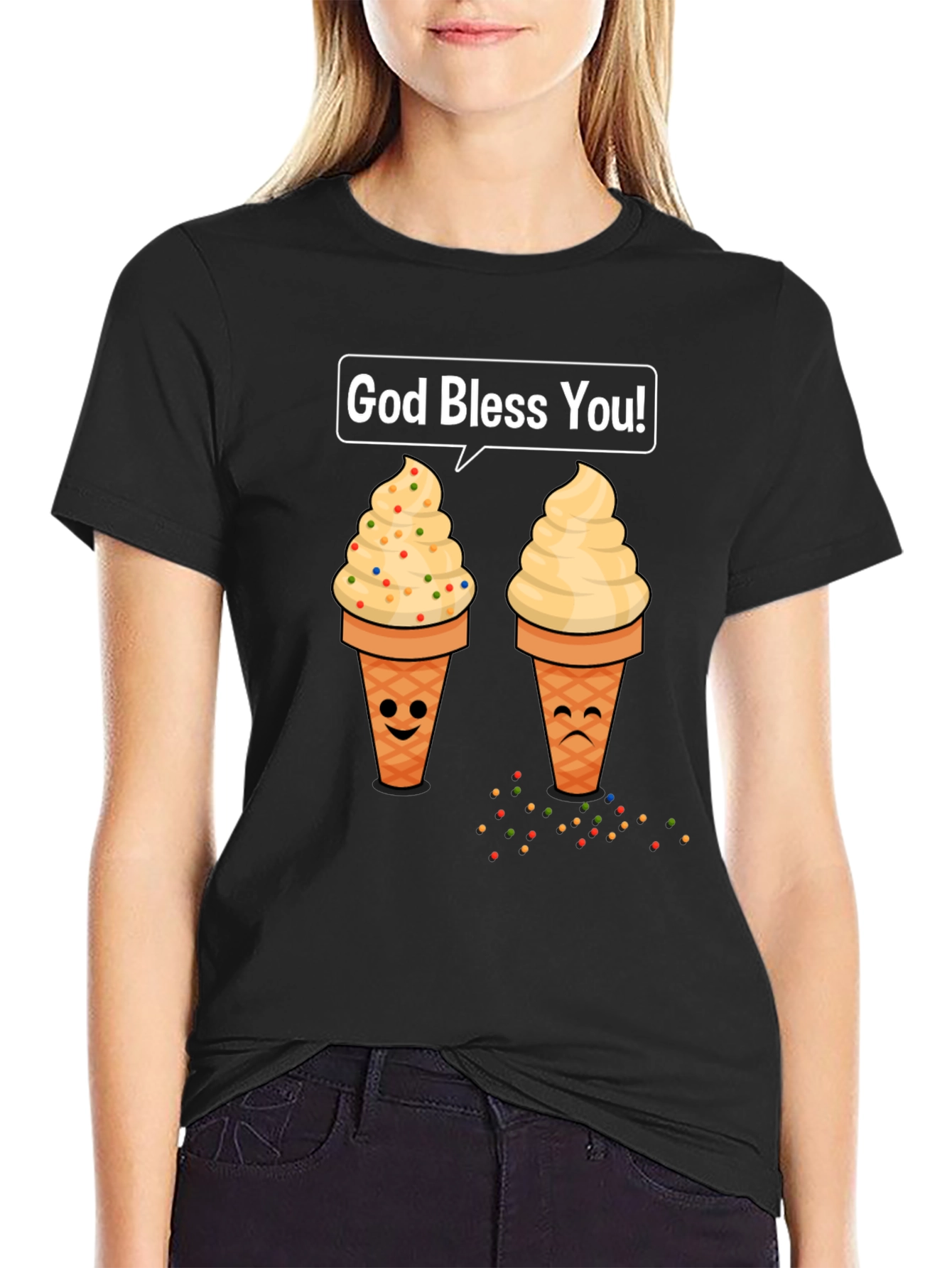 Ice Cream Cone Graphic T-Shirt - God Bless You!