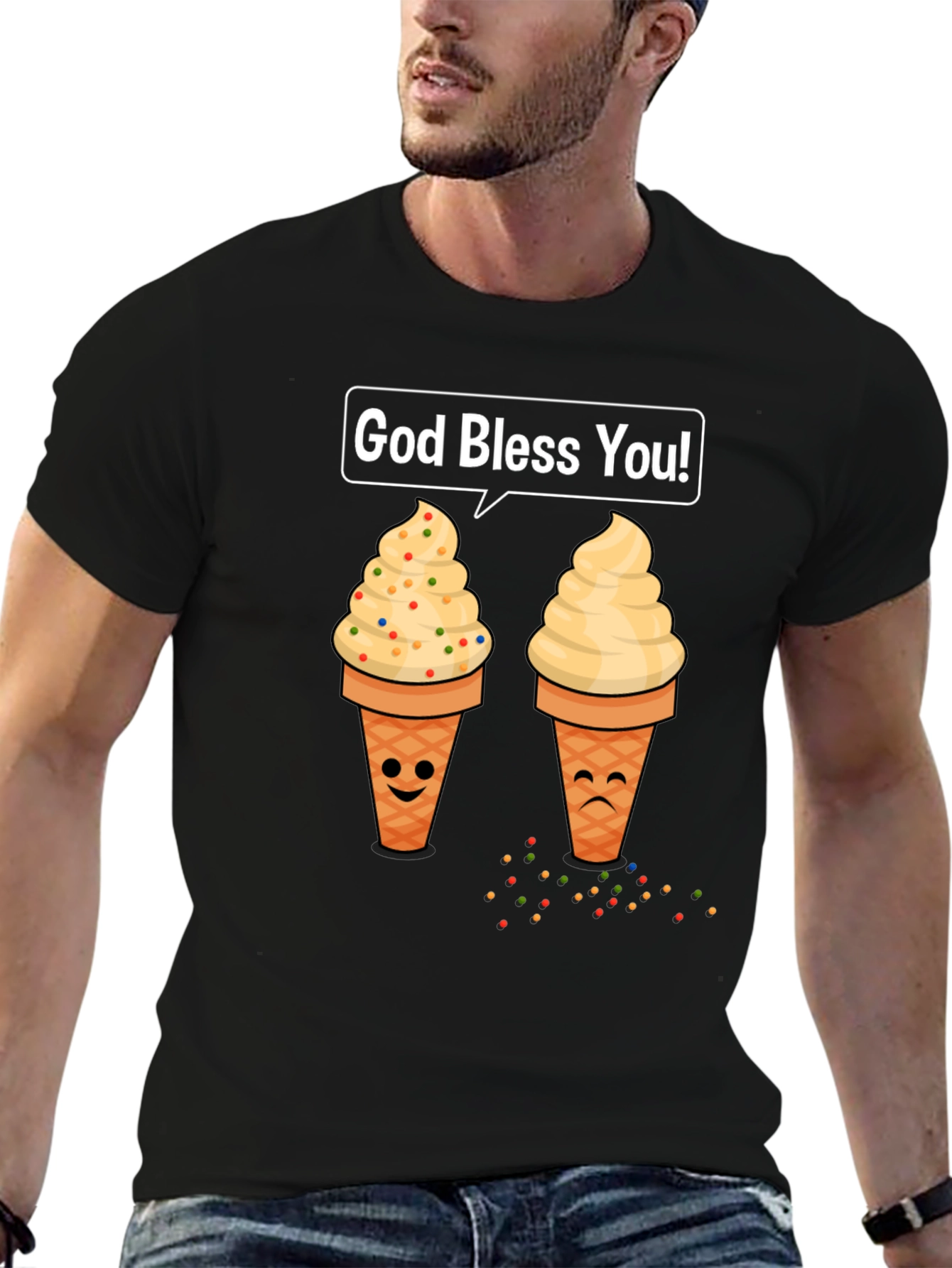 Ice Cream Cone Graphic T-Shirt - God Bless You!