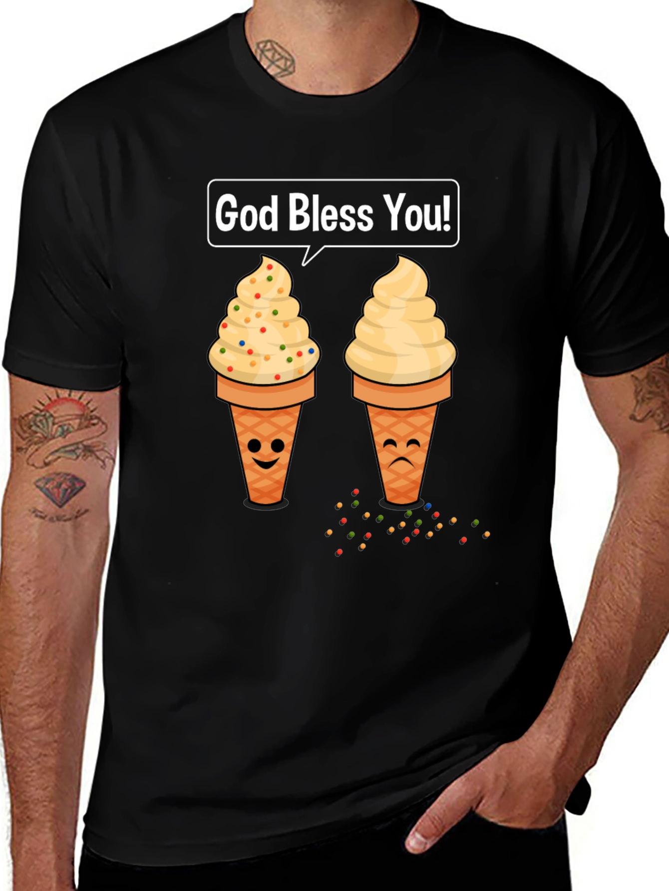 Ice Cream Cone Graphic T-Shirt - God Bless You!