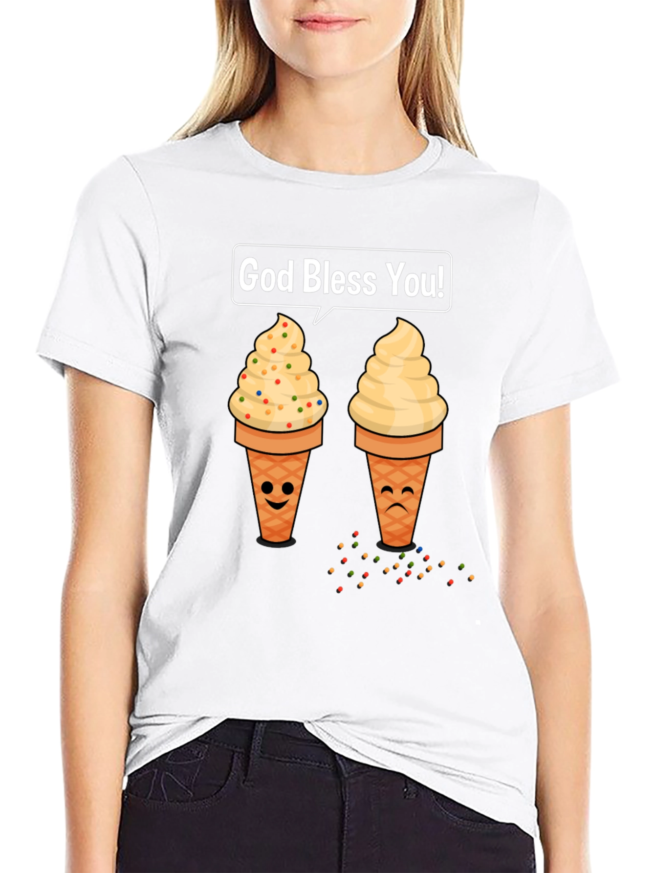 Ice Cream Cone Graphic T-Shirt - God Bless You!