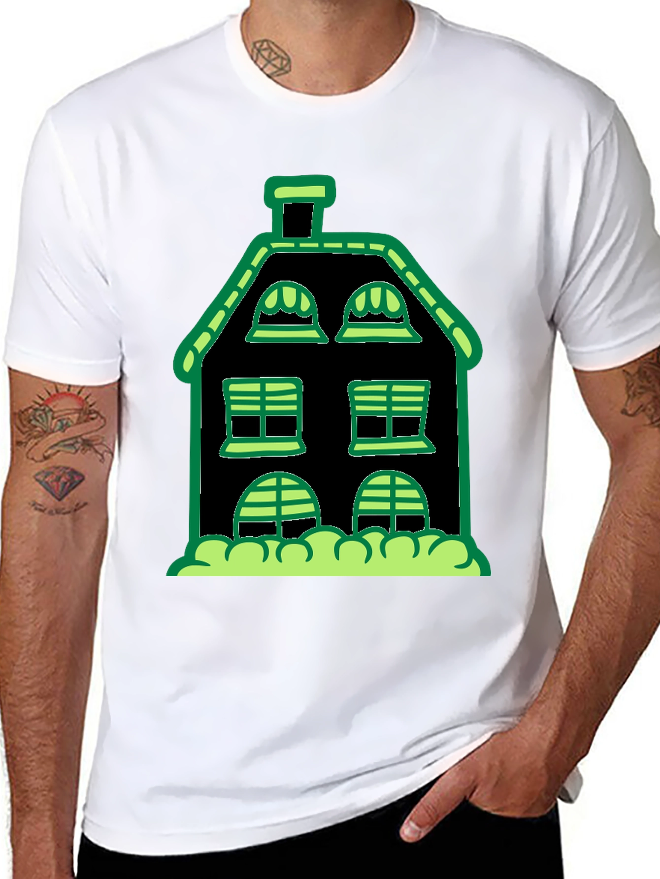 Spooky House Graphic Tee - Black