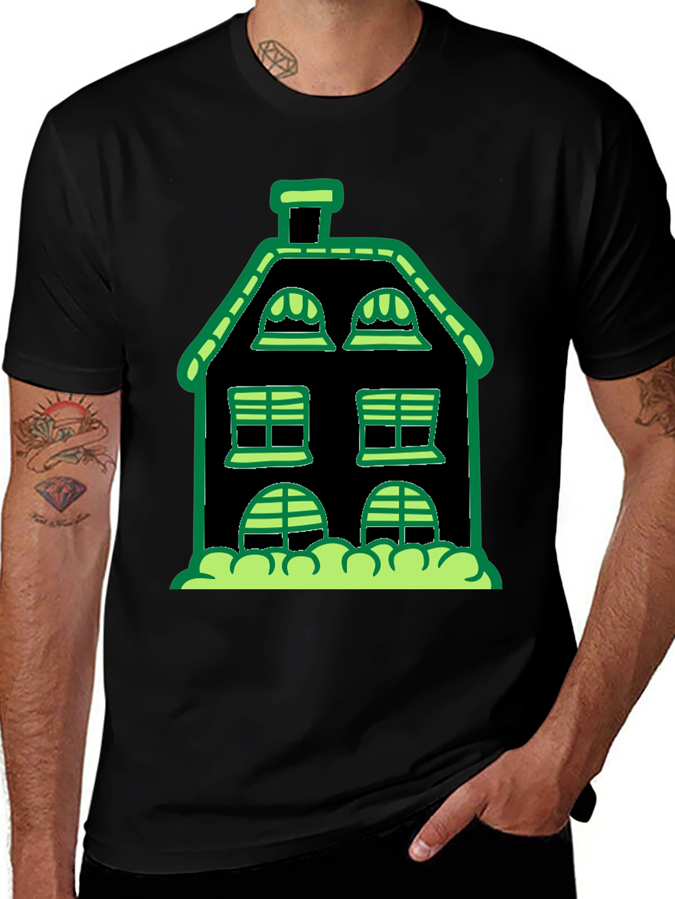 Spooky House Graphic Tee - Black