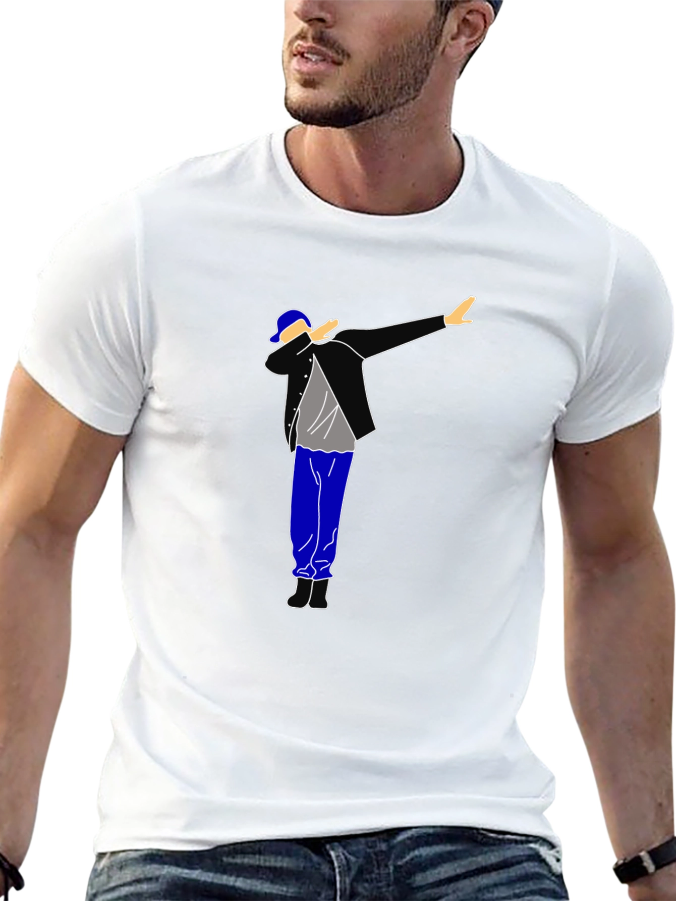 Dabbing Graphic Tee - Black Cotton T-Shirt