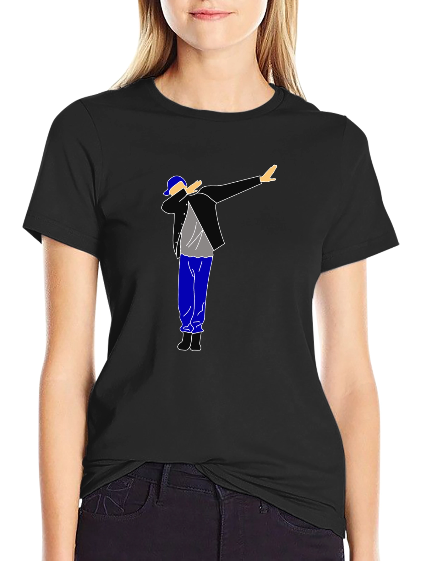 Dabbing Graphic Tee - Black Cotton T-Shirt