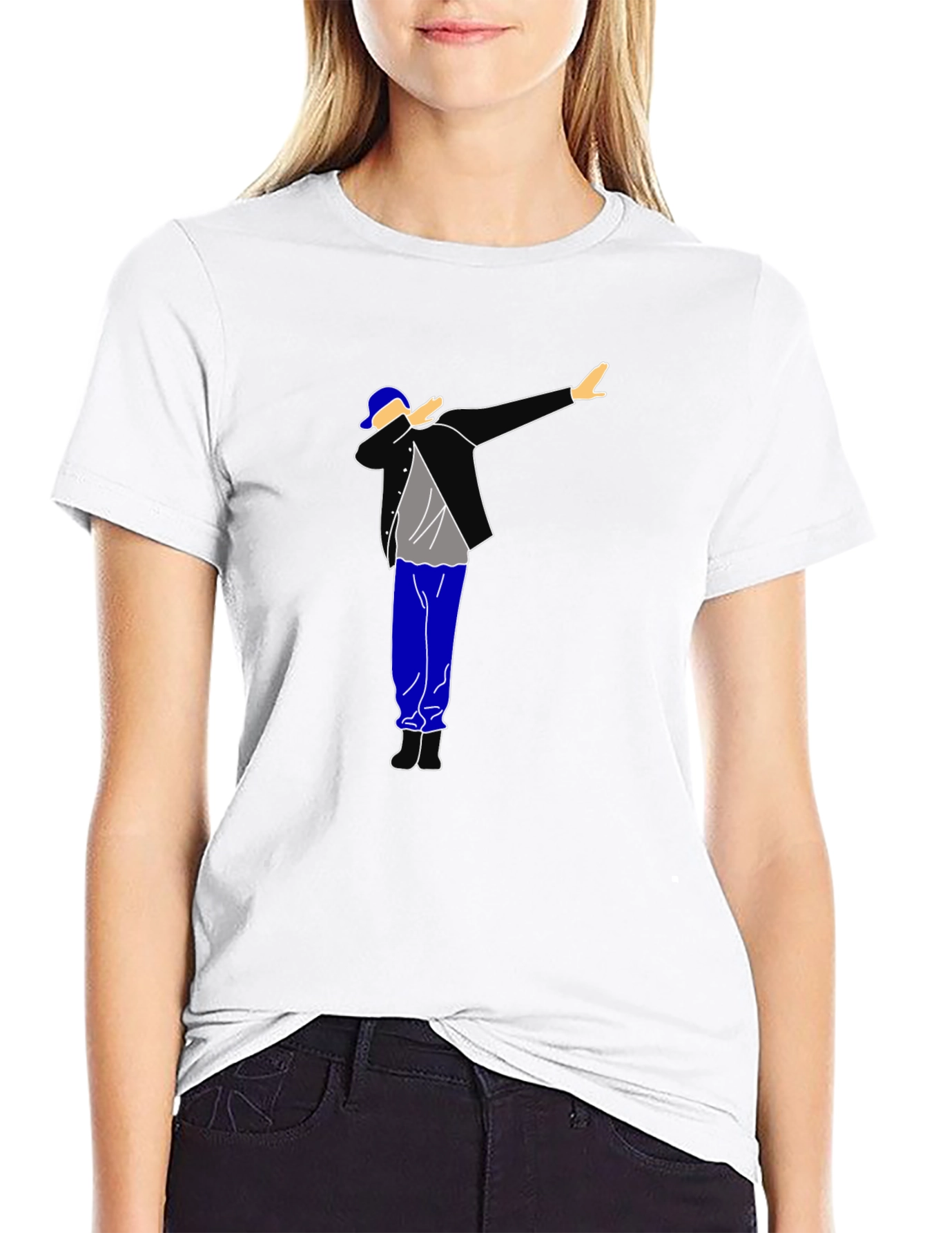 Dabbing Graphic Tee - Black Cotton T-Shirt