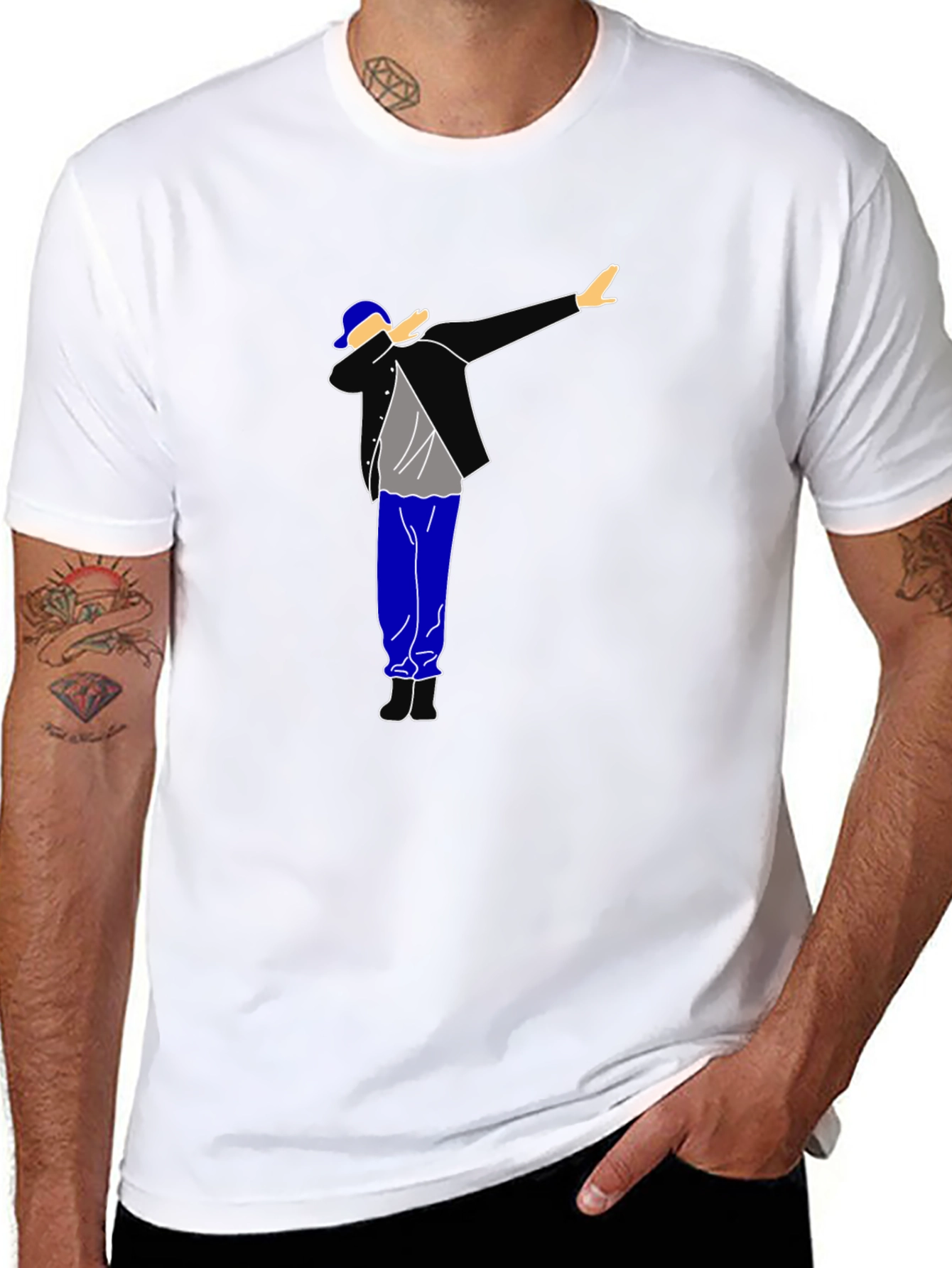 Dabbing Graphic Tee - Black Cotton T-Shirt