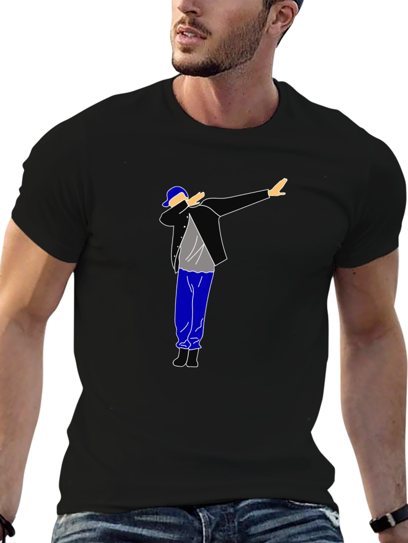 Dabbing Graphic Tee - Black Cotton T-Shirt