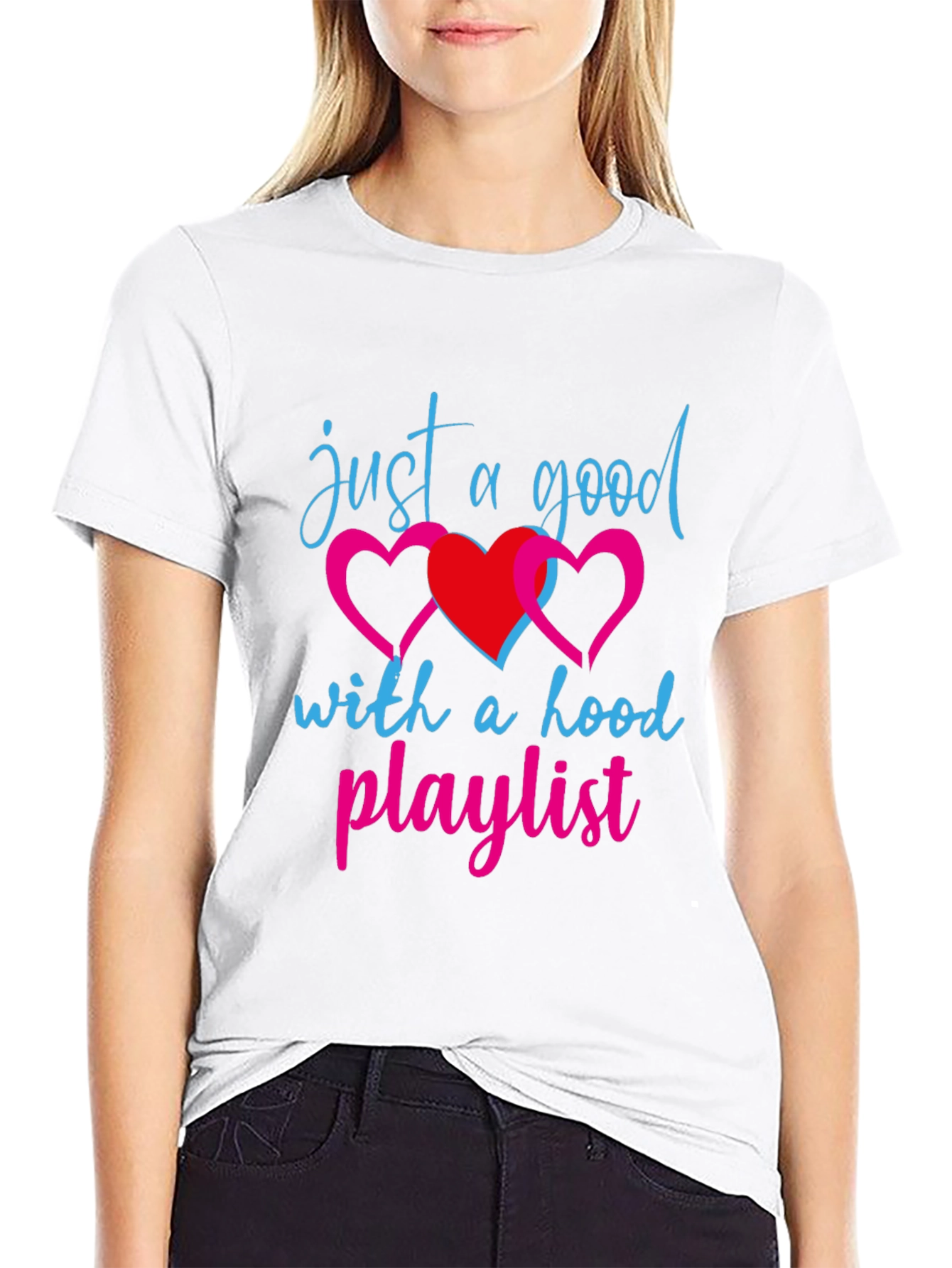Good with Hood Playlist Black T-Shirt