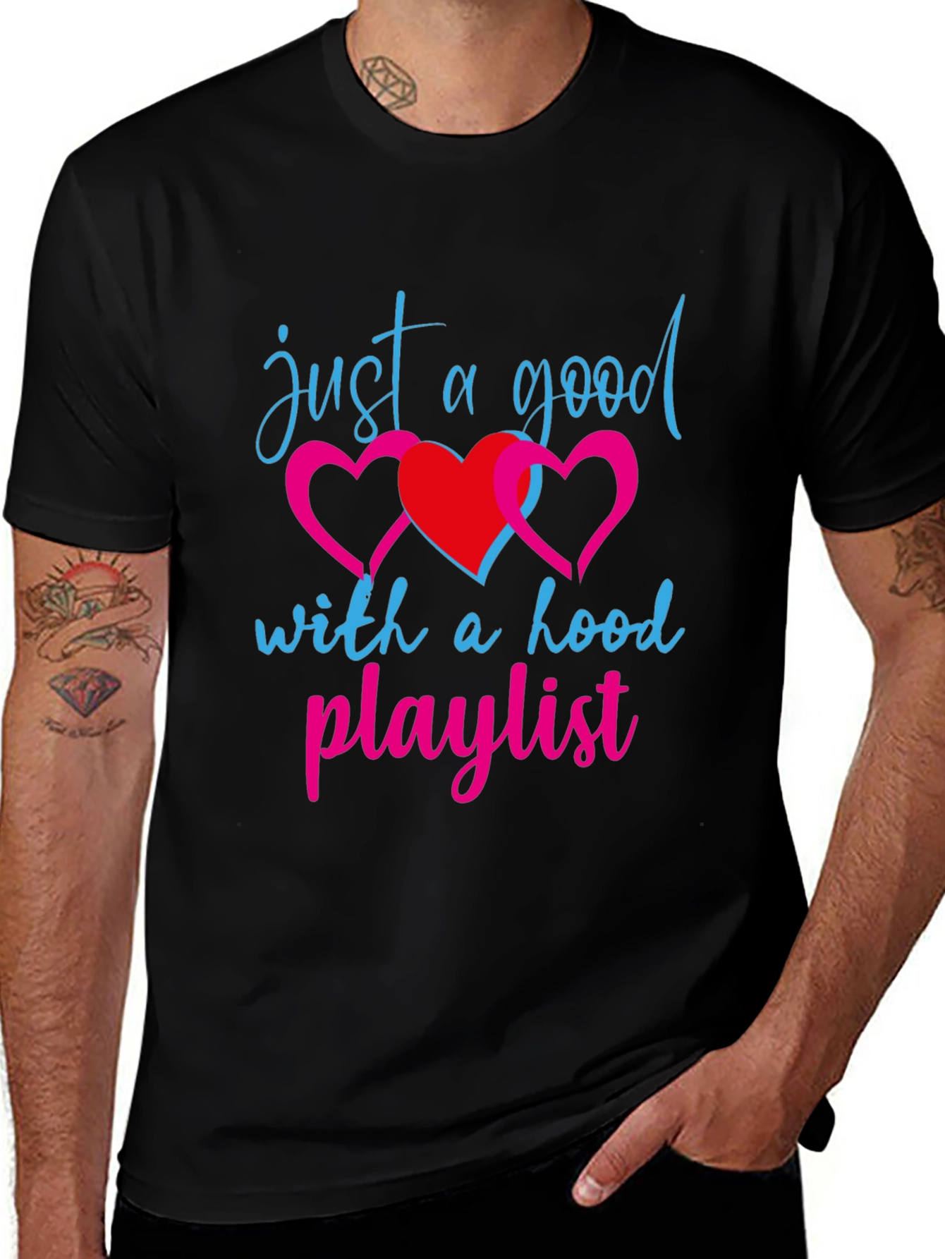 Good with Hood Playlist Black T-Shirt