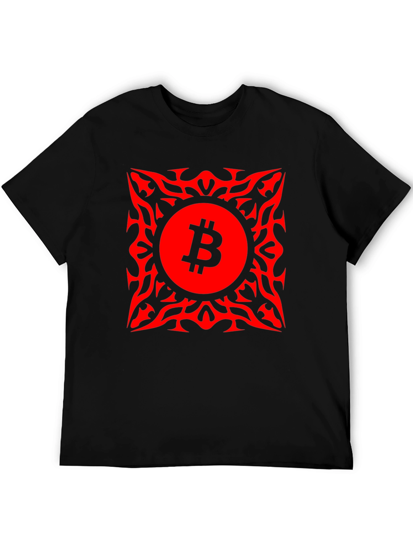 Bitcoin Red Tribal Graphic T-Shirt Crypto BTC