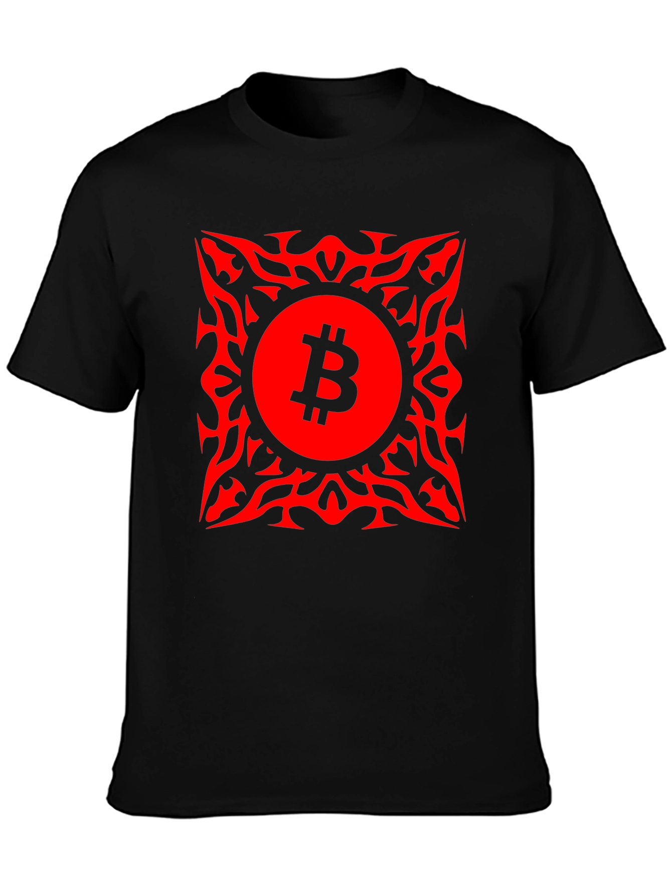 Bitcoin Red Tribal Graphic T-Shirt Crypto BTC